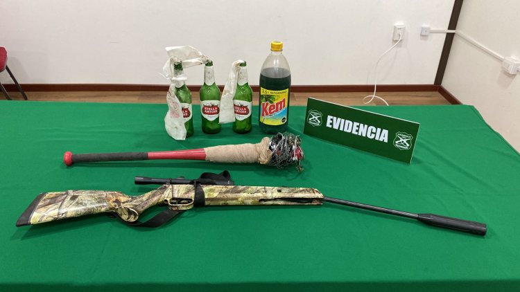 Linares: detienen a migrante ecuatoriano con tres bombas Molotov, parafina, un rifle y un bate