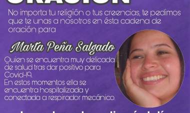 Convocan a cadena de oración por la salud de Marta Peña Salgado