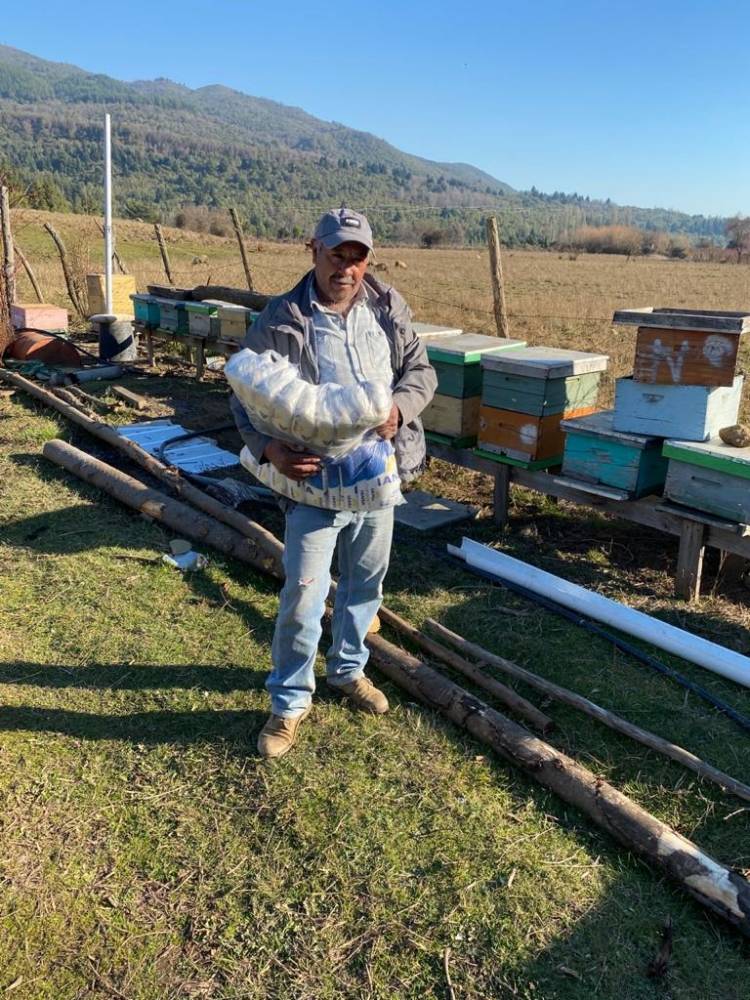 Municipalidad de Colbún entrega azúcar para ayudar en la mantención de las colmenas