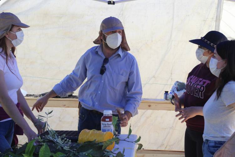 Estudiantes de fruticultura y de sistemas de riego del CFT Maule aprendieron técnicas de producción de plantas en trabajo terreno